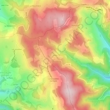 Carte topographique Lafay, altitude, relief