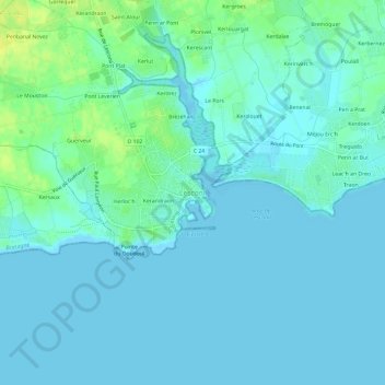 Carte topographique Lesconil, altitude, relief