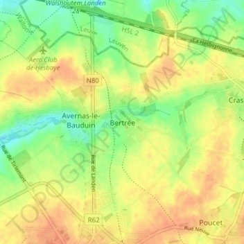 Carte topographique Bertrée, altitude, relief