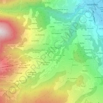 Carte topographique La Frasse, altitude, relief