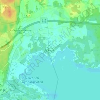 Carte topographique Sjöhagen, altitude, relief
