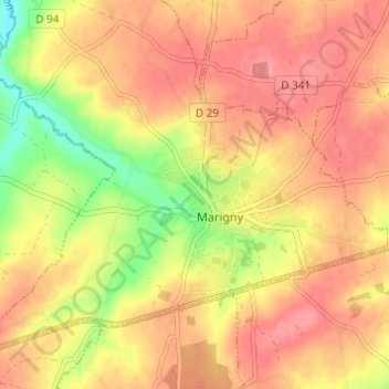 Carte topographique L'Hôtel Acher, altitude, relief