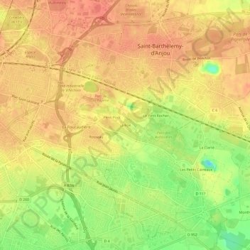 Carte topographique La Roe, altitude, relief