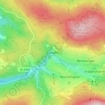 Carte topographique Rangen, altitude, relief