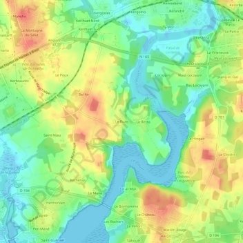 Carte topographique Le Ruzo, altitude, relief