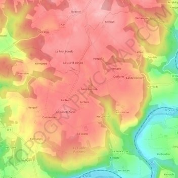 Carte topographique Saint-Samson, altitude, relief