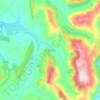 Carte topographique Muyange, altitude, relief