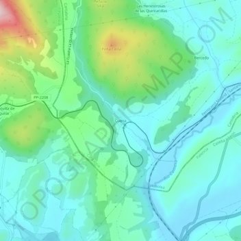 Carte topographique Cuena, altitude, relief
