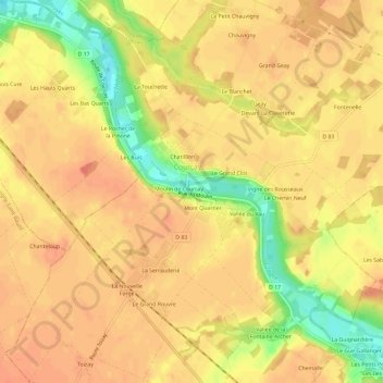 Carte topographique Vallée du Moulin, altitude, relief