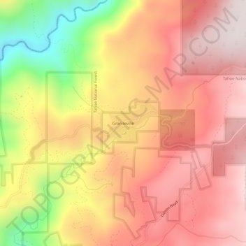 Carte topographique Graniteville, altitude, relief