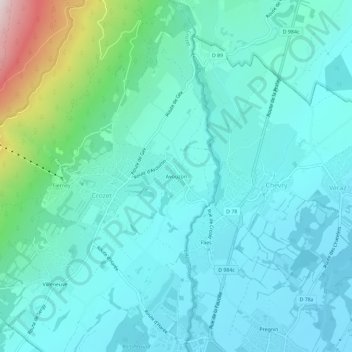 Carte topographique Avouzon, altitude, relief