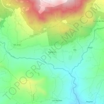 Carte topographique Mondrón, altitude, relief