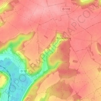 Carte topographique Flandre, altitude, relief
