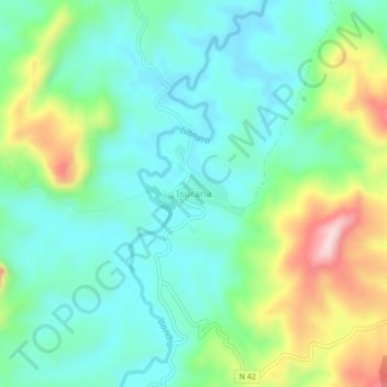 Carte topographique Isorana, altitude, relief