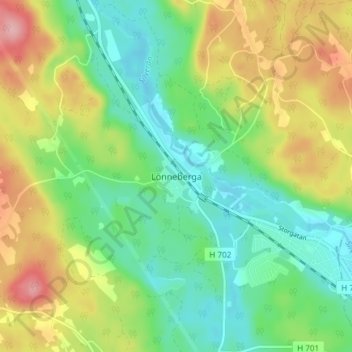 Carte topographique Lönneberga, altitude, relief