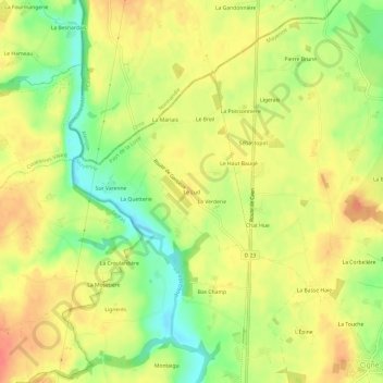 Carte topographique Le Lud, altitude, relief