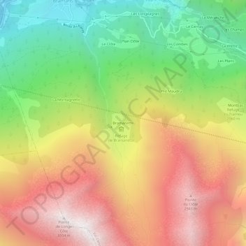 Carte topographique Bramanette, altitude, relief
