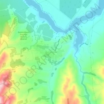 Carte topographique Bannockburn, altitude, relief