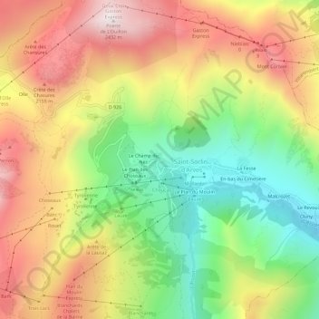 Carte topographique Pierre Aigue, altitude, relief