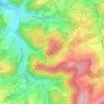 Carte topographique Immelberg, altitude, relief