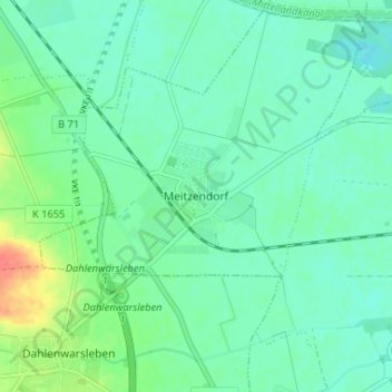 Carte topographique Meitzendorf, altitude, relief