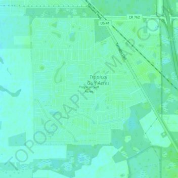 Carte topographique Tropical Gulf Acres, altitude, relief