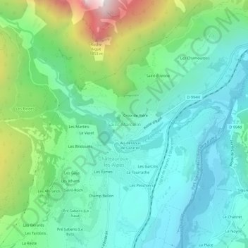Carte topographique Saint-Marcelin, altitude, relief