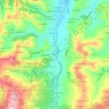 Carte topographique Roncole, altitude, relief
