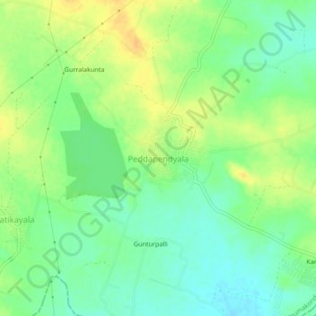 Carte topographique Peddapendyala, altitude, relief