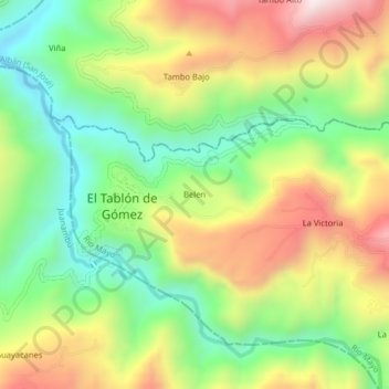 Carte topographique Belen, altitude, relief