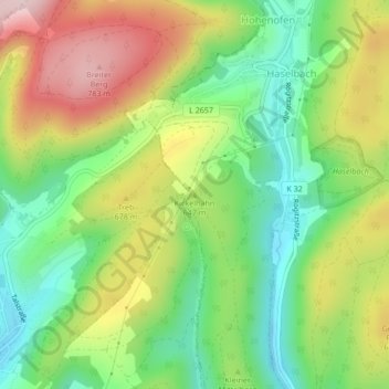 Carte topographique Kickelhahn, altitude, relief