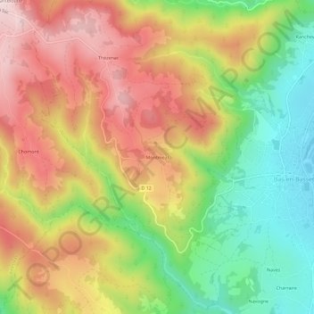 Carte topographique Montméat, altitude, relief