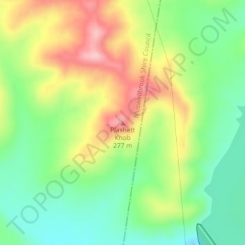 Carte topographique Plashett Knob, altitude, relief