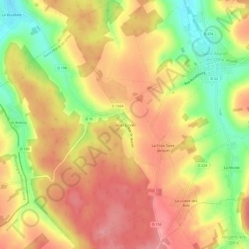 Carte topographique Belle Épine, altitude, relief
