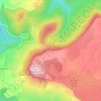 Carte topographique Pas Farrat, altitude, relief