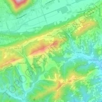 Carte topographique Arfanta, altitude, relief
