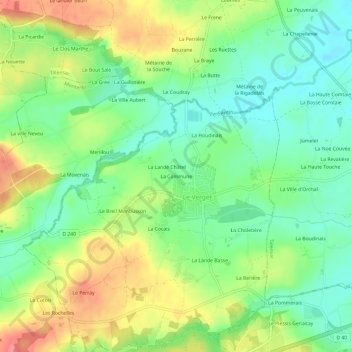 Carte topographique La Commune, altitude, relief
