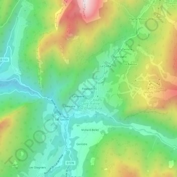 Carte topographique Patassière, altitude, relief