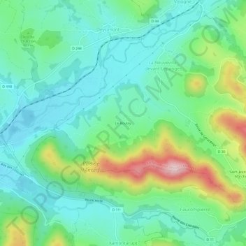 Carte topographique Le Boulay, altitude, relief