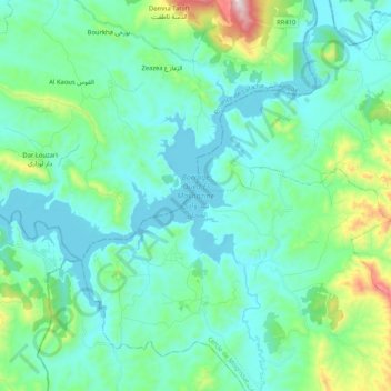 Carte topographique Barrage Oued El Makhazine, altitude, relief