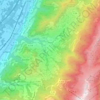 Carte topographique Theys, altitude, relief