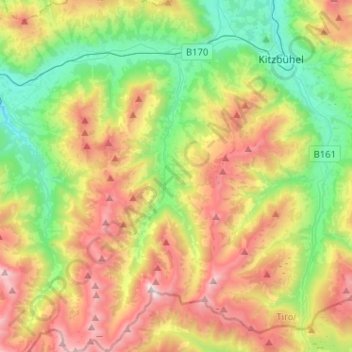 Carte topographique Kirchberg in Tirol, altitude, relief