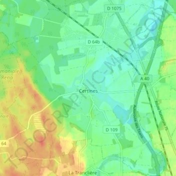Carte topographique Certines, altitude, relief