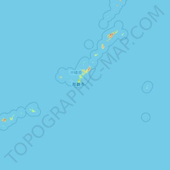 Carte topographique Préfecture d'Okinawa, altitude, relief