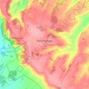 Carte topographique Hastingleigh, altitude, relief