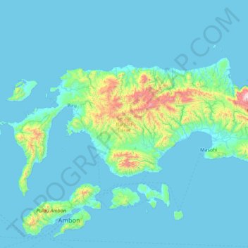 Carte topographique Seram Bagian Barat, altitude, relief