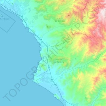 Carte topographique Chilca, altitude, relief