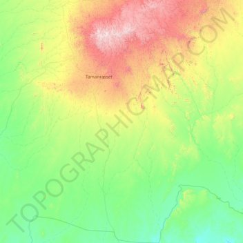 Carte topographique Tamanghasset, altitude, relief