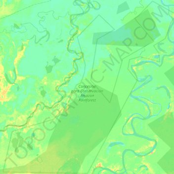 Carte topographique Concesión para Conservación Amazon Rainforest, altitude, relief