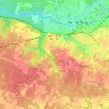 Carte topographique Saint-Pierre-du-Mont, altitude, relief